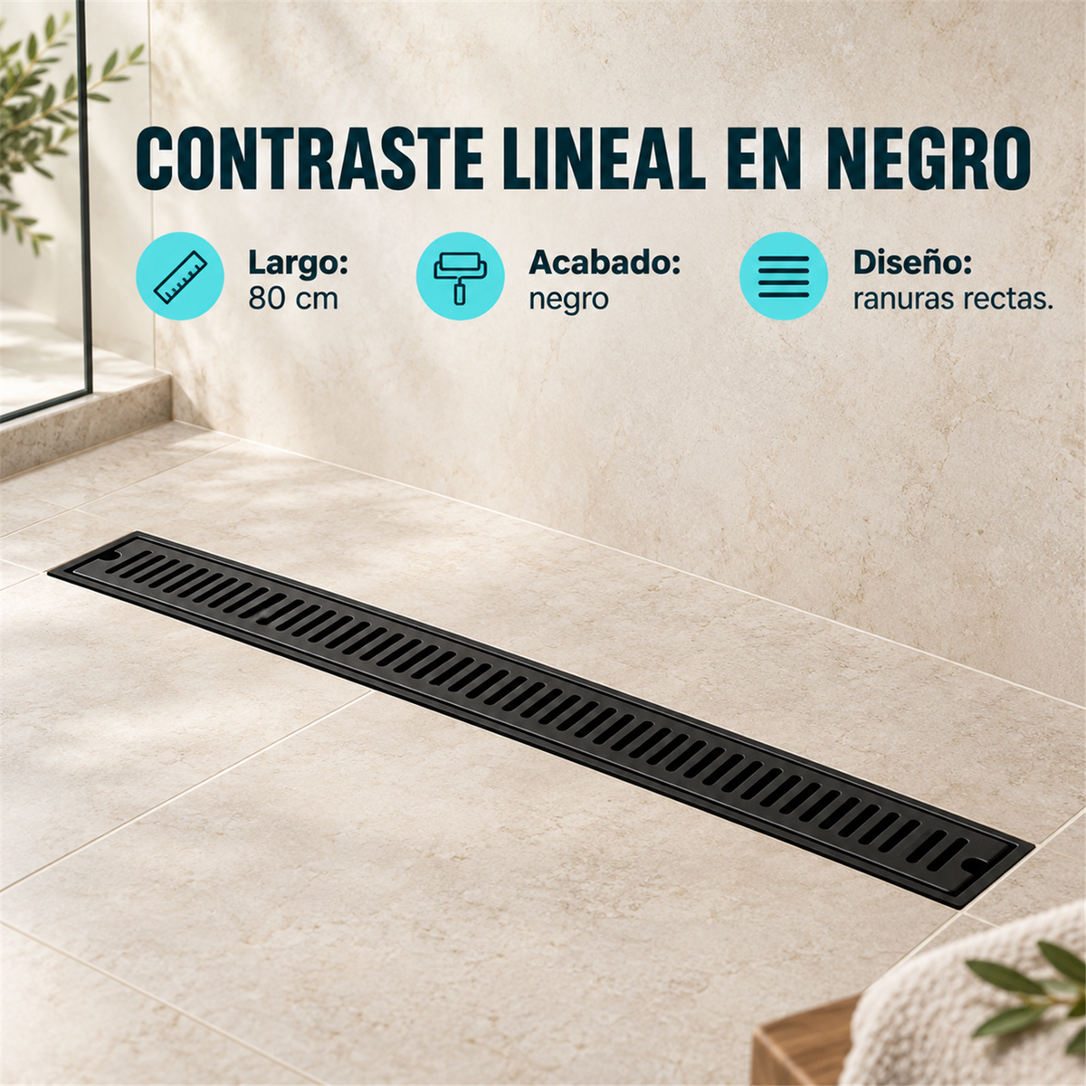 Rejilla Lineal Ladrillo Negra De 80 cm - Características del producto