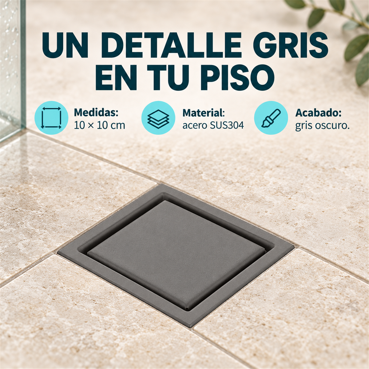 Rejilla Invisible Gris 10 × 10 cm En Acero 304 - Características del producto