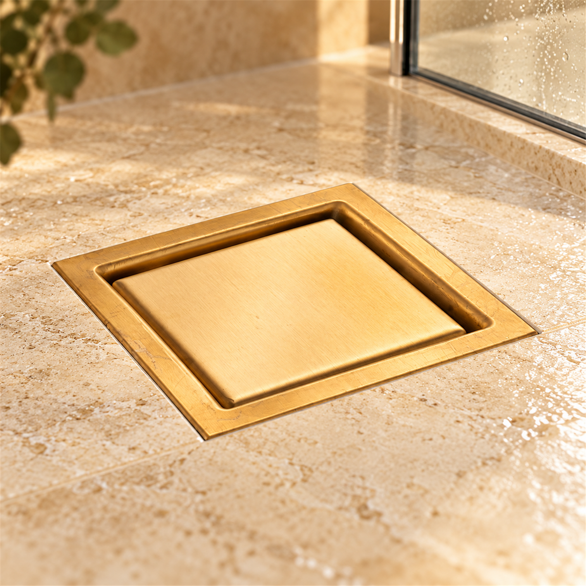 Rejilla Invisible Dorada Cepillada De 10 × 10 cm - Vista cercana del producto