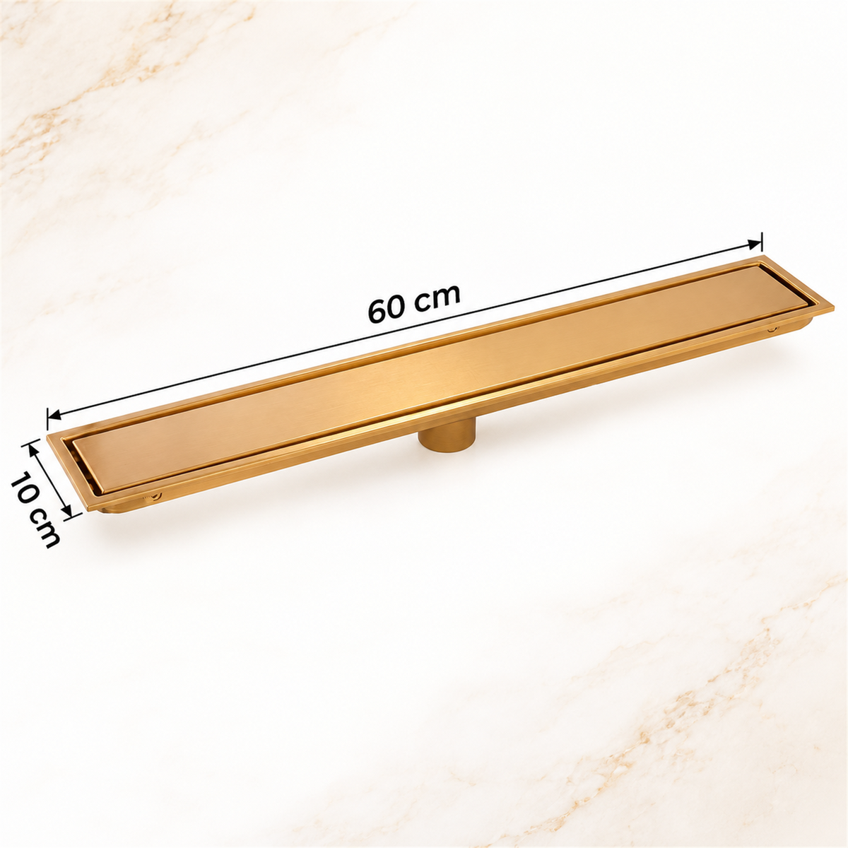 Rejilla Invisible Dorada Cepillada De 60 × 10 cm - Medidas del producto