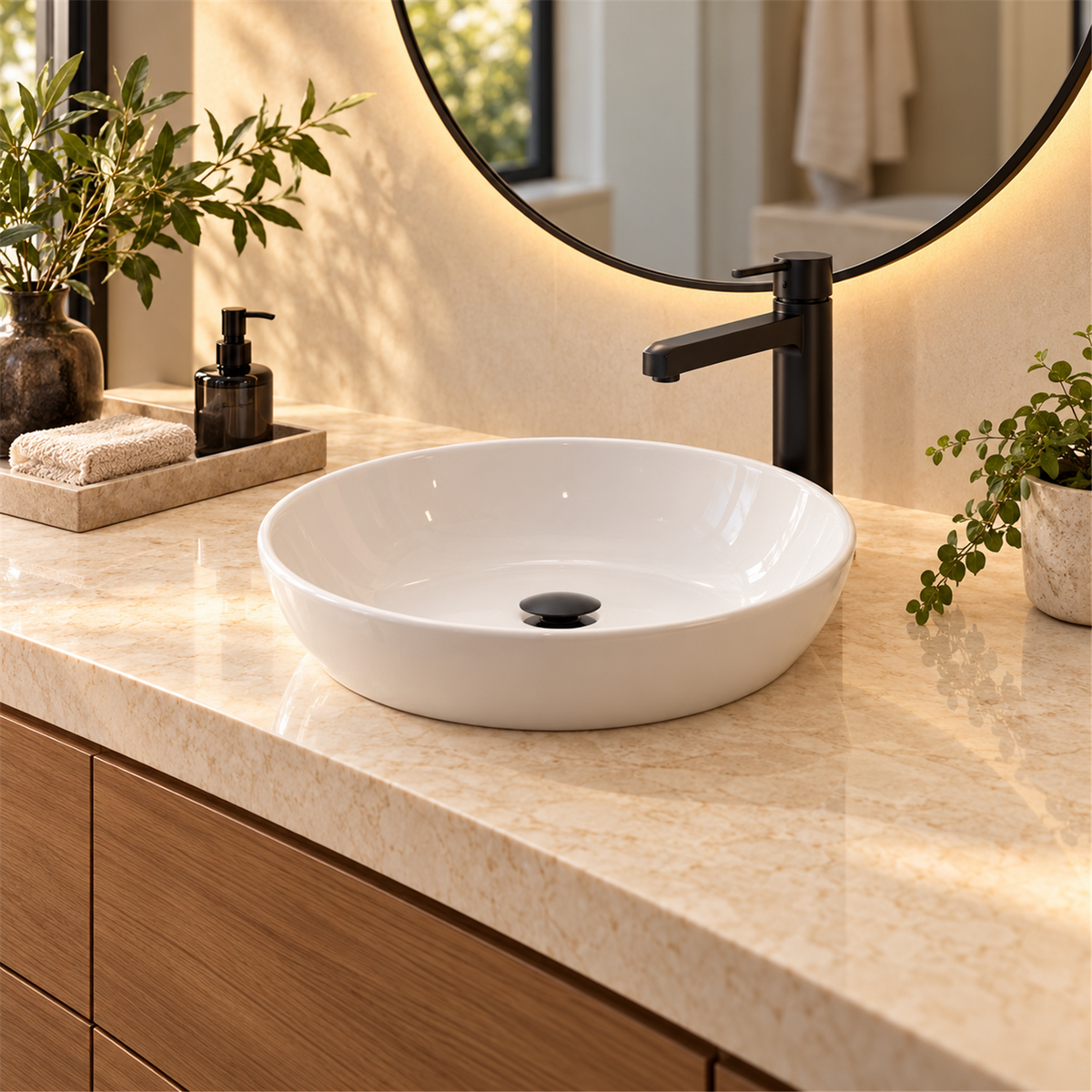 Desagüe Push Negro Para Lavamanos En Bronce - Ambientación amplia con escala natural