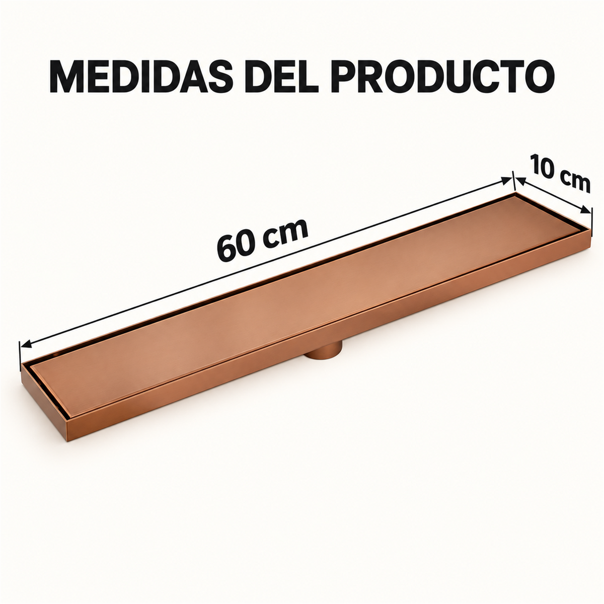 Rejilla Invisible En Oro Rosa De 60 × 10 cm - Medidas del producto