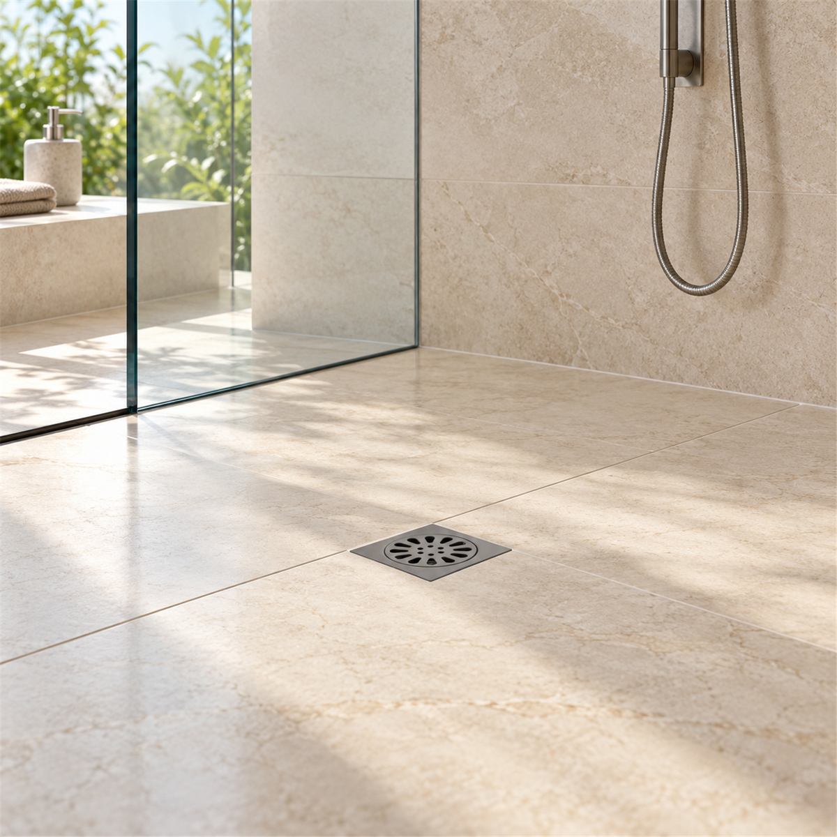 Rejilla De Piso Sol Gun Gray De 10 × 10 cm - Ambientación amplia con escala natural