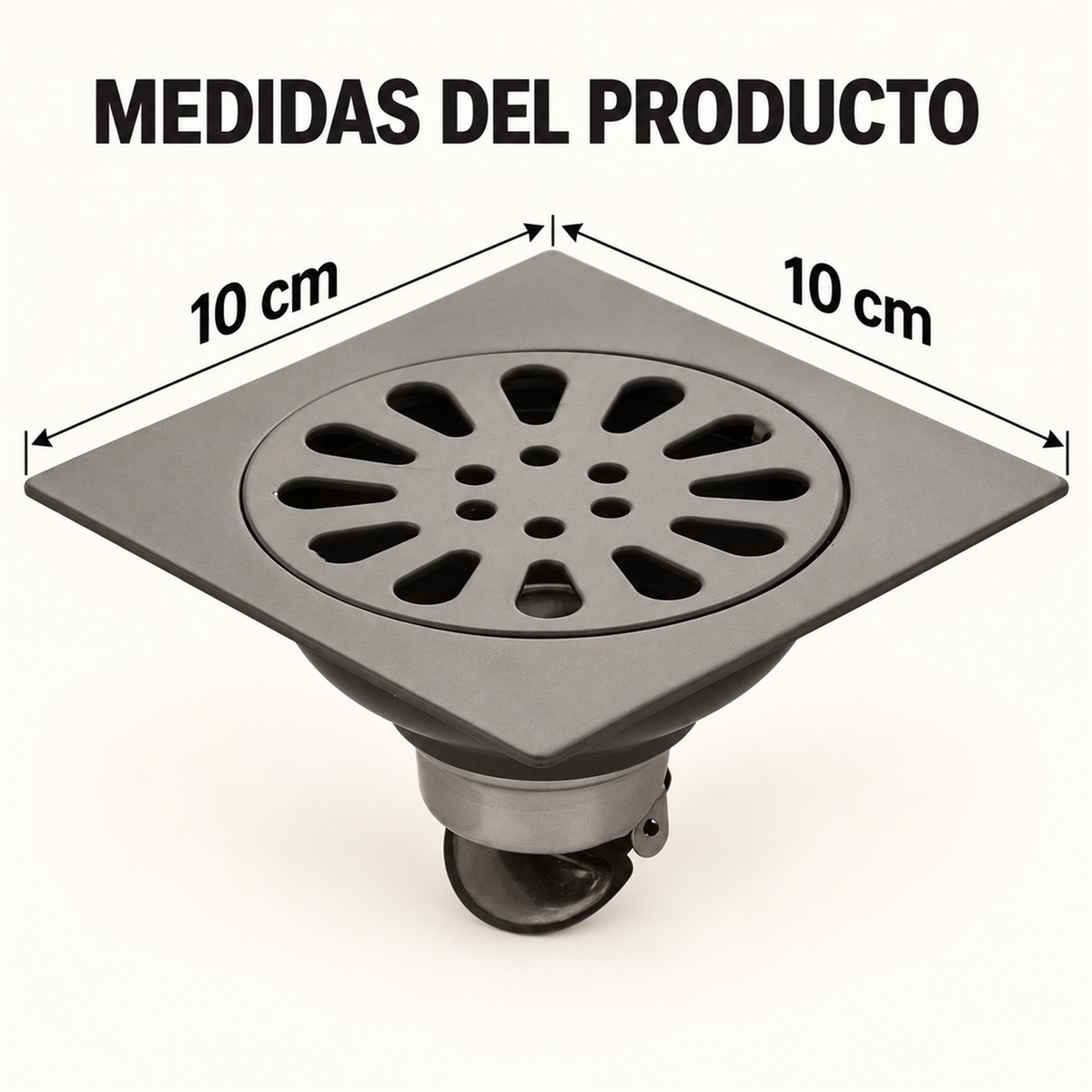 Rejilla De Piso Sol Gun Gray De 10 × 10 cm - Medidas del producto