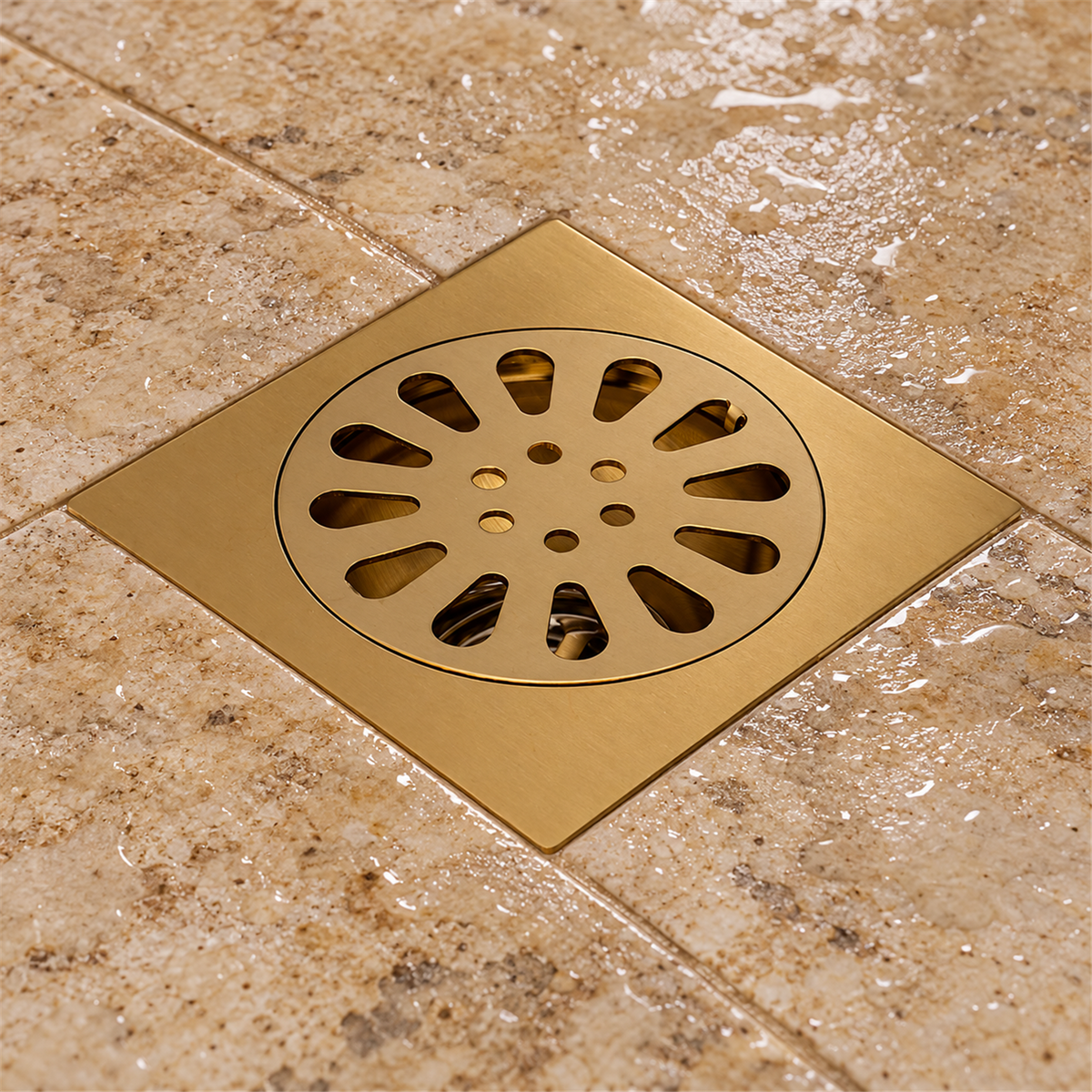 Rejilla De Piso Sol Dorada De 10 × 10 cm - Vista cercana del producto