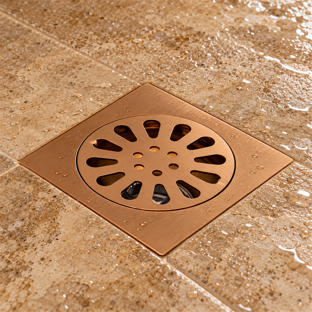 Rejilla De Piso Sol En Oro Rosa De 10 × 10 cm - Vista cercana del producto