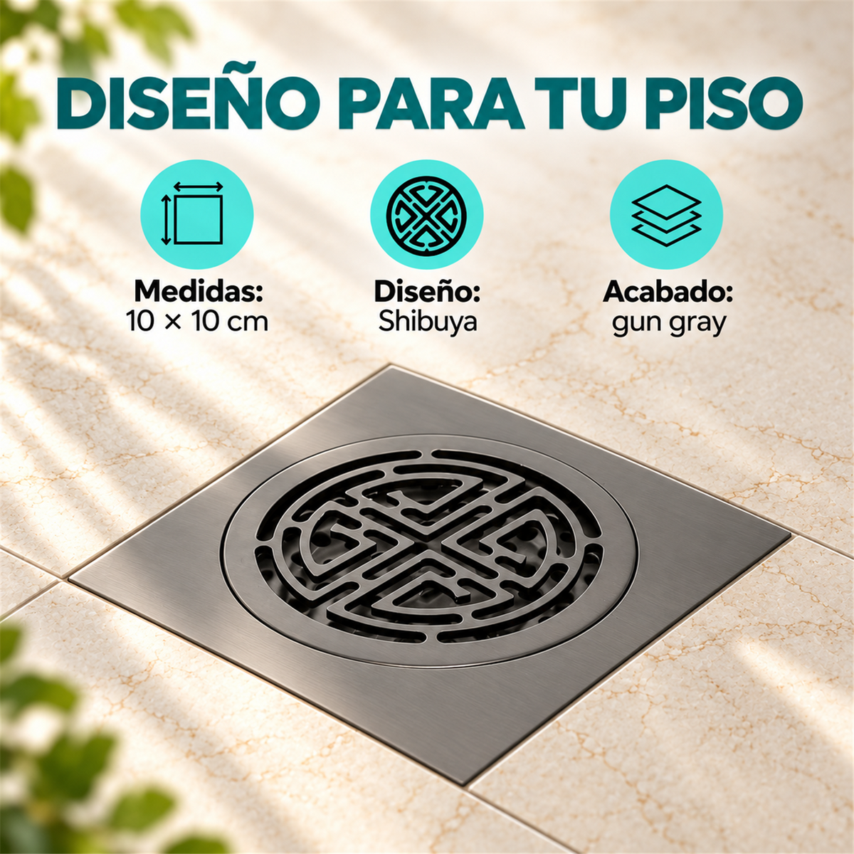 Rejilla De Piso Shibuya Gun Gray De 10 cm - Características del producto