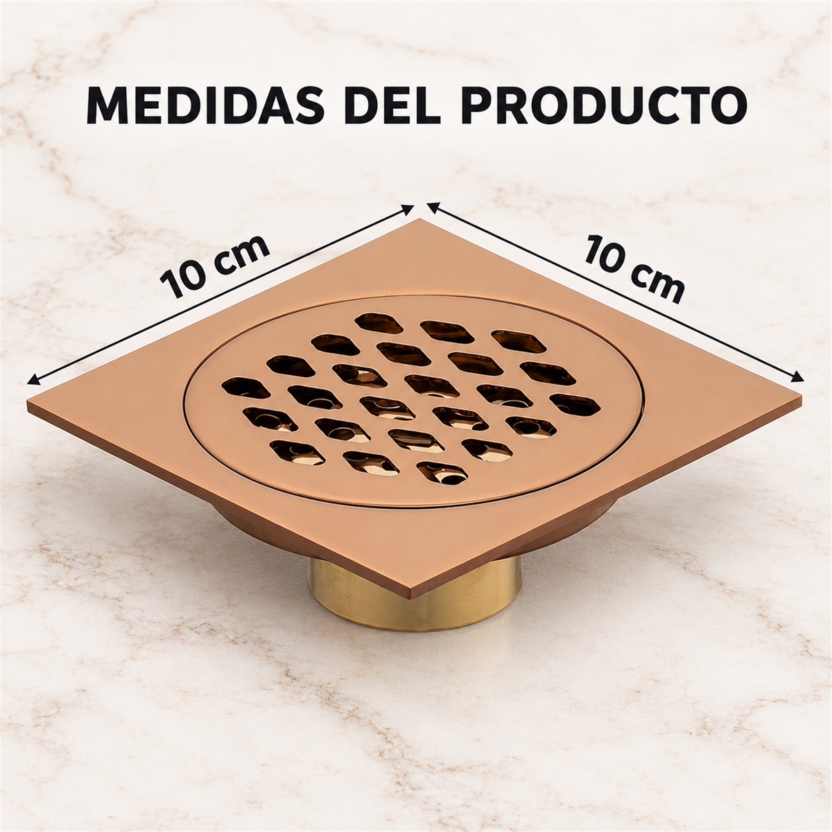 Rejilla De Piso Rhombus En Oro Rosa De 10 cm - Medidas del producto