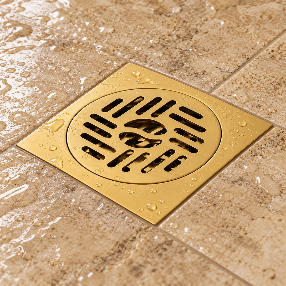 Rejilla De Piso Yin-Yang Dorada De 10 cm - Vista cercana del producto