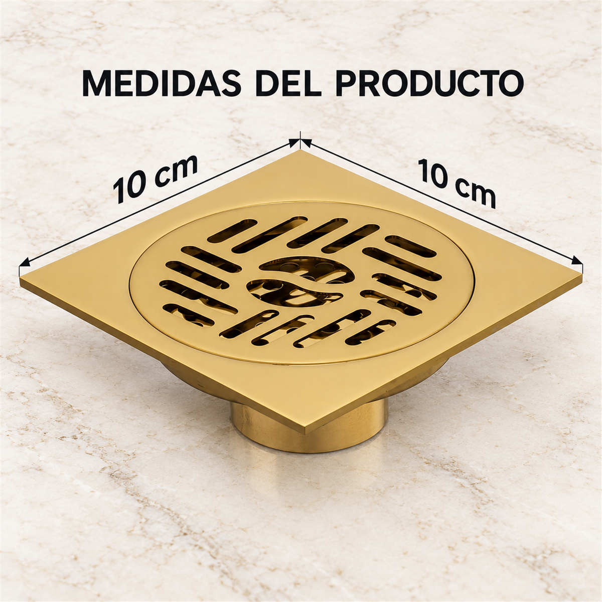 Rejilla De Piso Yin-Yang Dorada De 10 cm - Medidas del producto