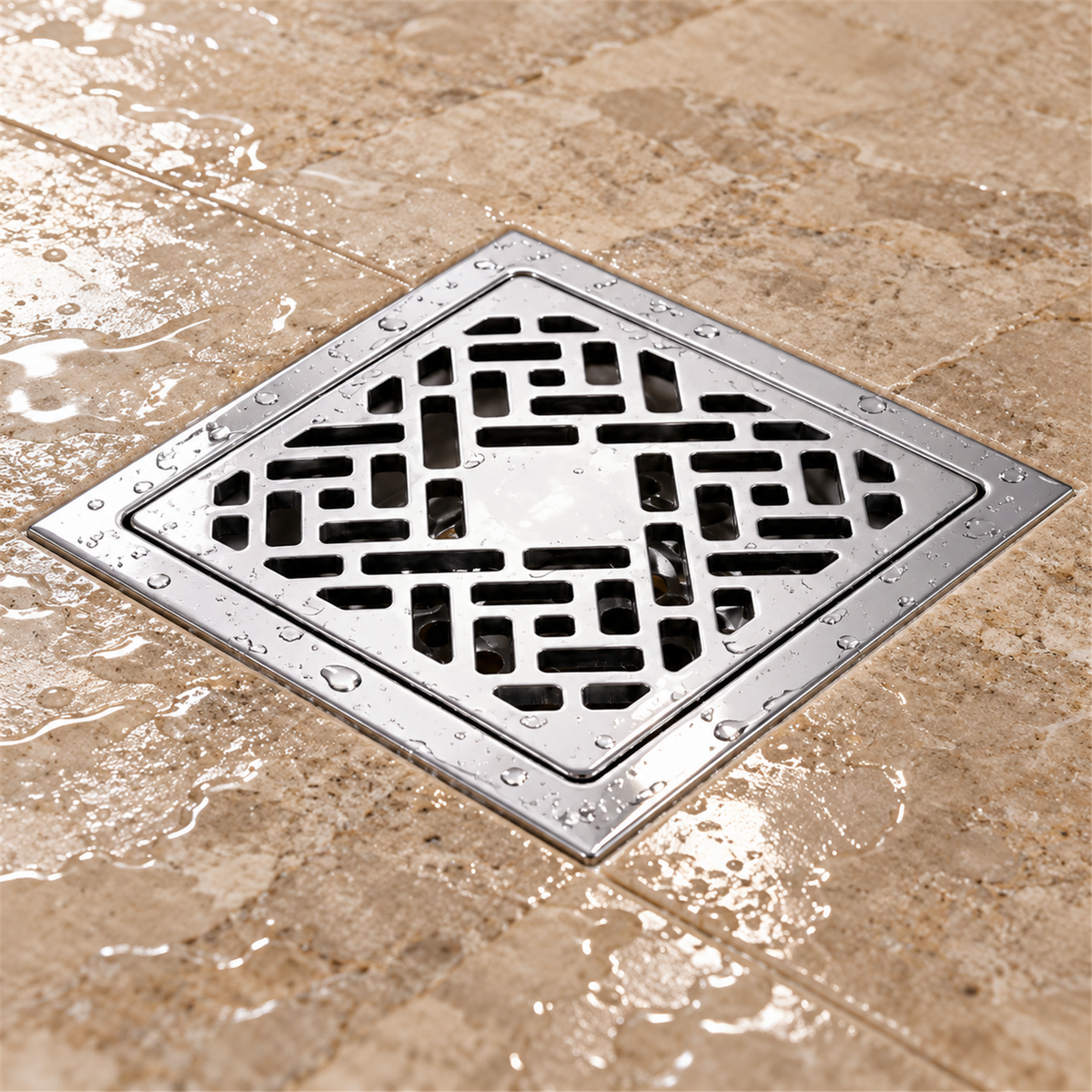 Rejilla De Piso Cruze Cromada De 10 cm - Vista cercana del producto