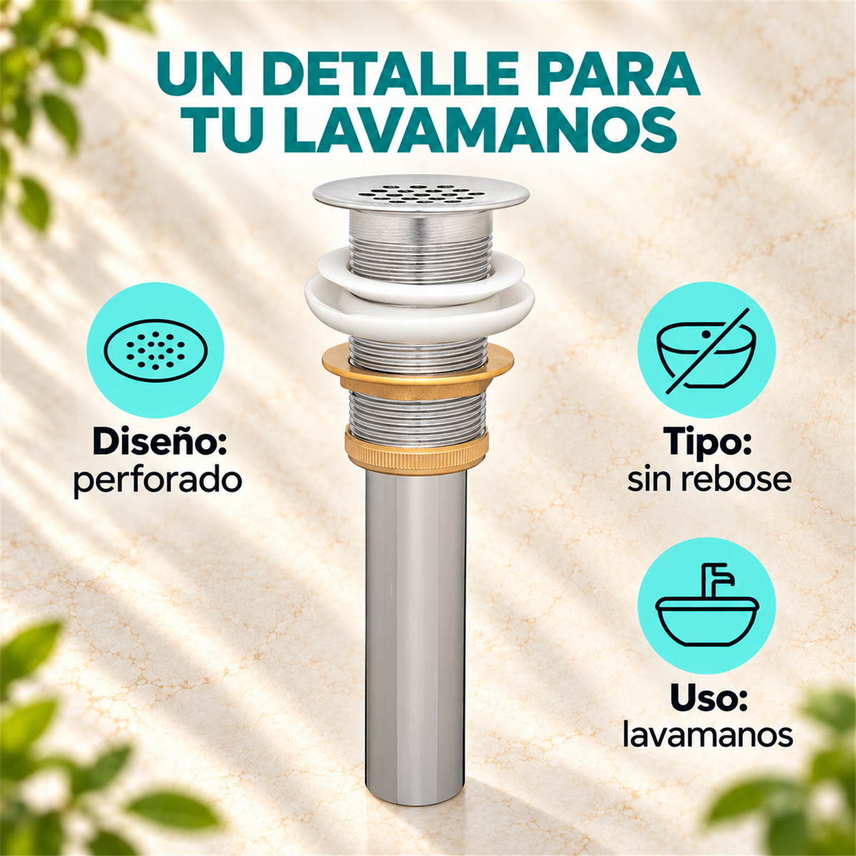 Desagüe Institucional Sin Rebose Para Lavamanos - Características del producto