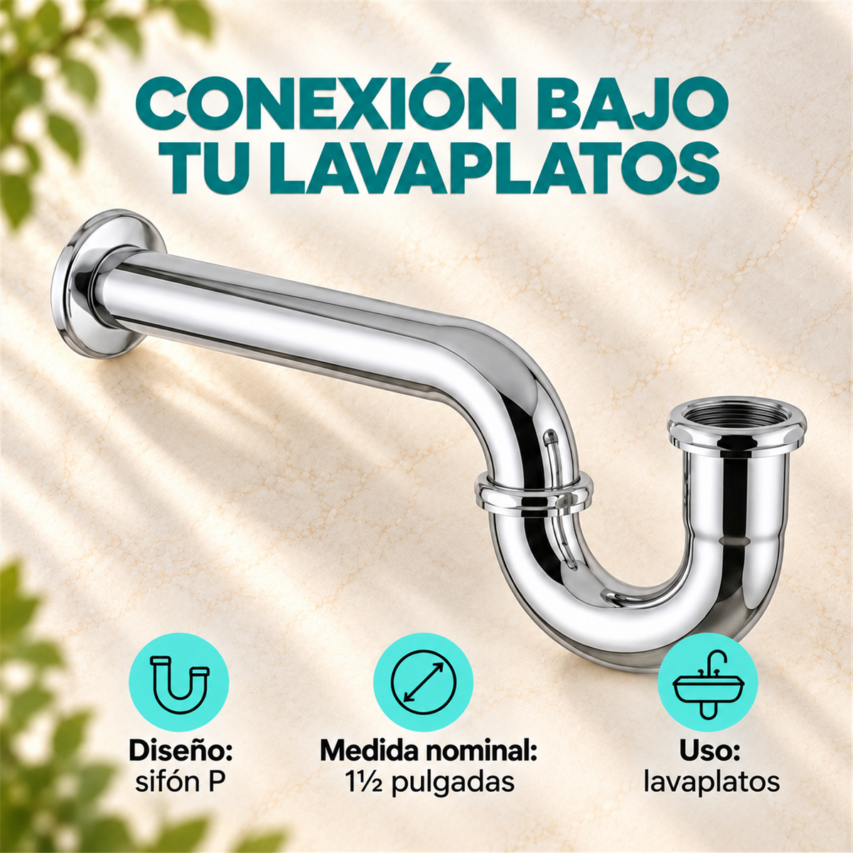Sifón P En Acero Y Bronce Para Lavaplatos De 1½ Pulgadas - Características del producto