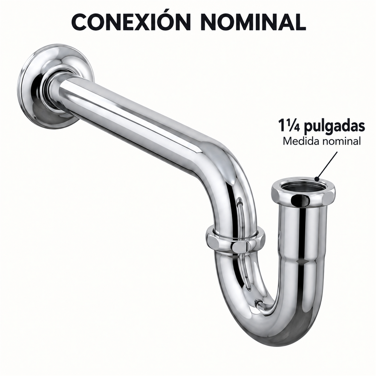 Sifón P En Acero Para Lavamanos De 1¼ Pulgadas - Medidas del producto