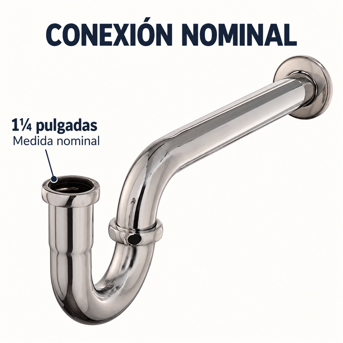 Sifón P En Acero Y Bronce Para Lavamanos De 1¼ Pulgadas - Medidas del producto