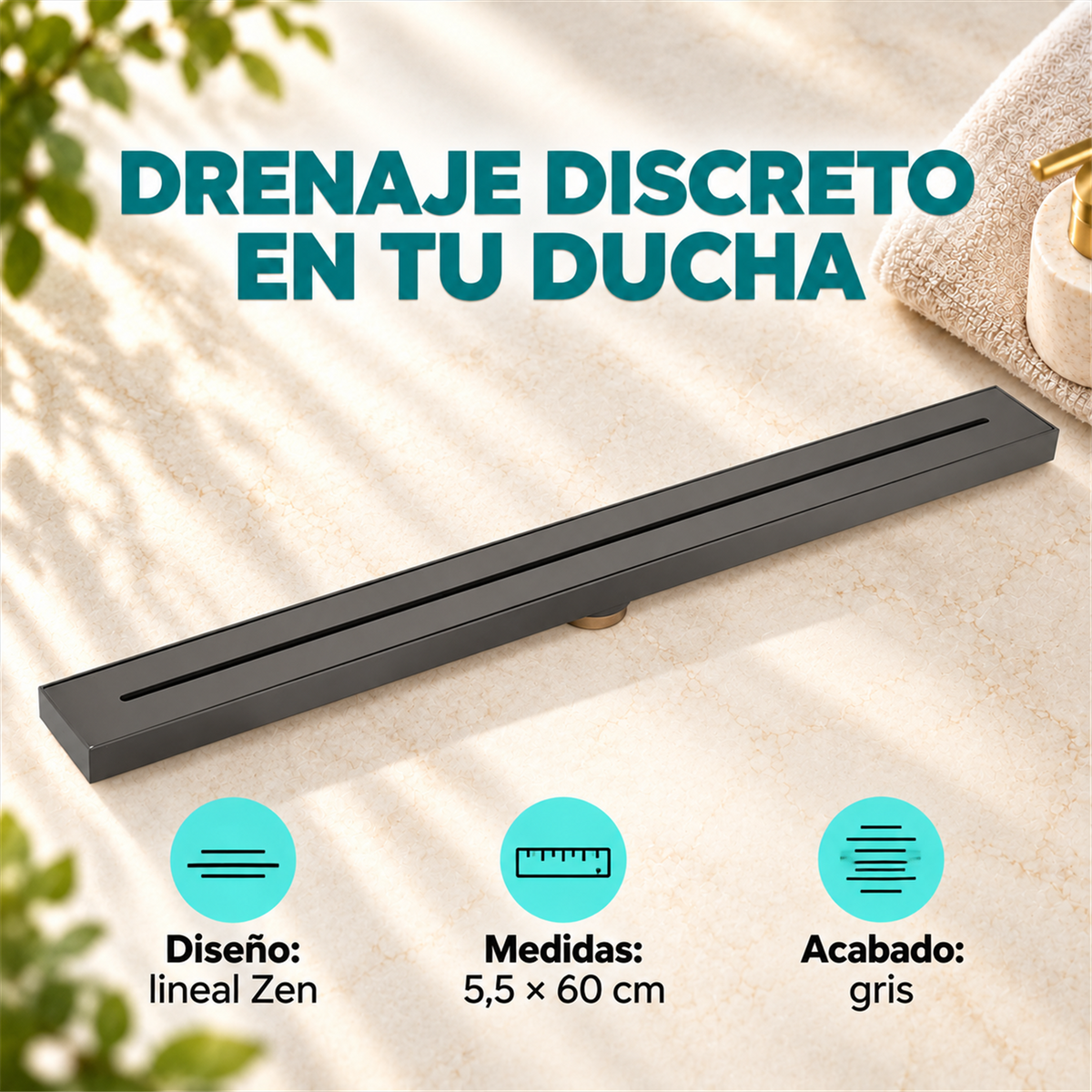 Rejilla Lineal Zen Gris De 5,5 × 60 cm - Características del producto