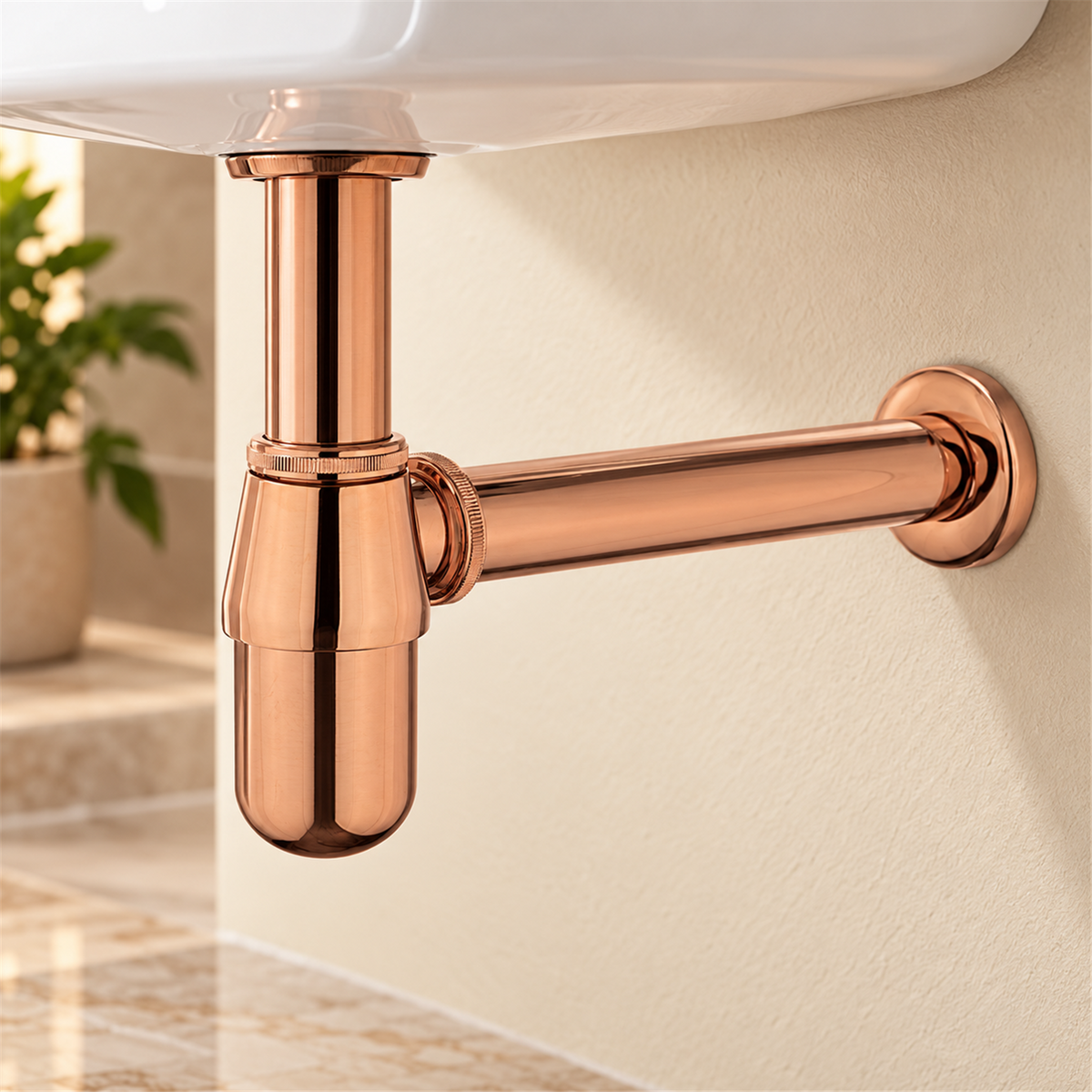 Sifón Tipo Pastilla Rose Gold En Acero SUS304 - Vista cercana del producto