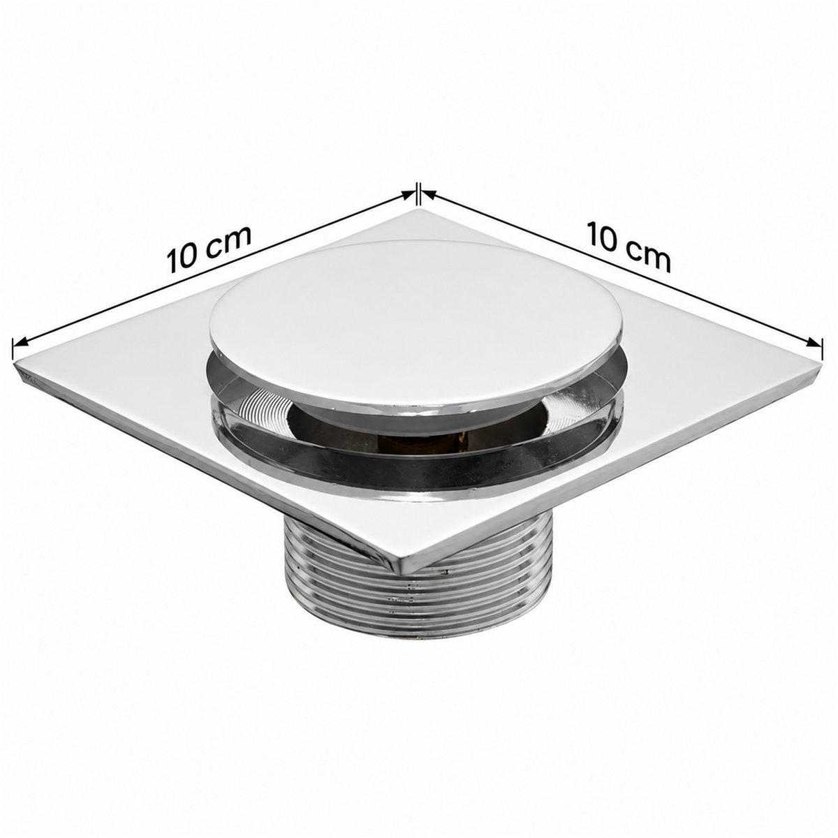 Rejilla De Piso Push Cromada De 10 cm - Medidas del producto