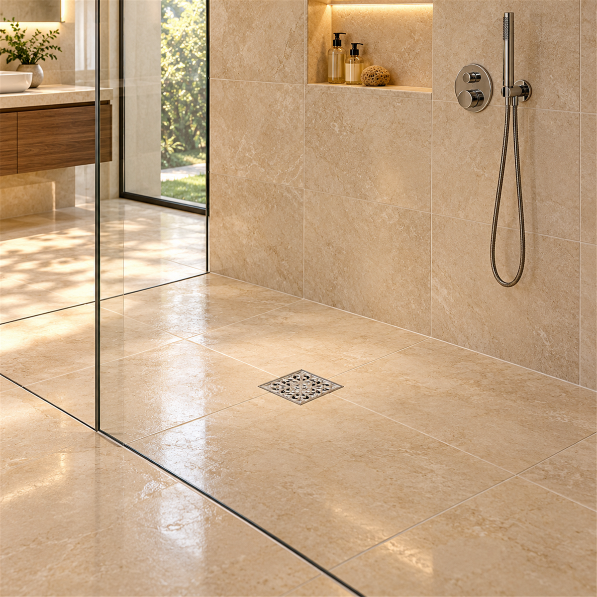 Rejilla De Piso Trinity Cromada De 10 cm - Ambientación amplia con escala natural