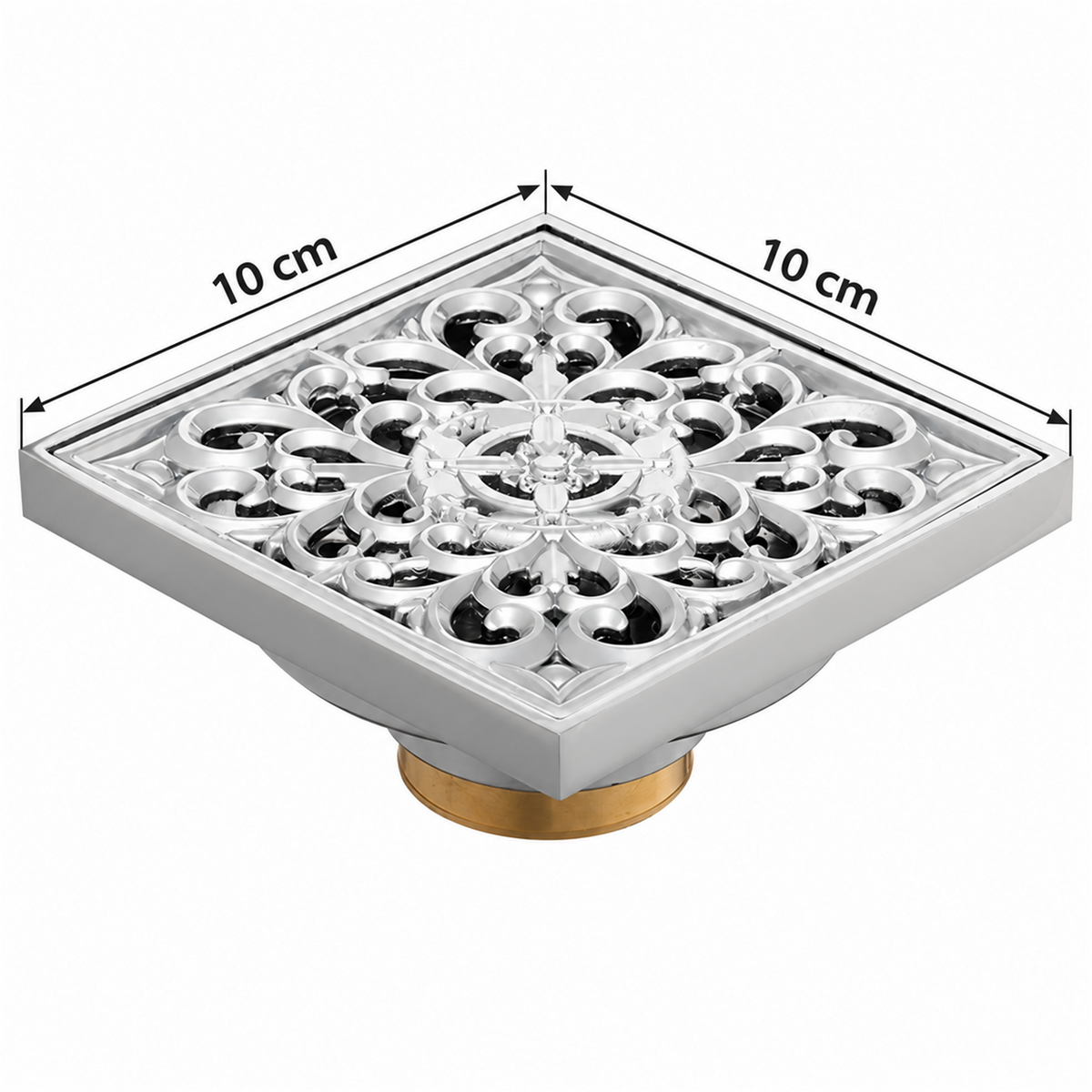 Rejilla De Piso Trinity Cromada De 10 cm - Medidas del producto