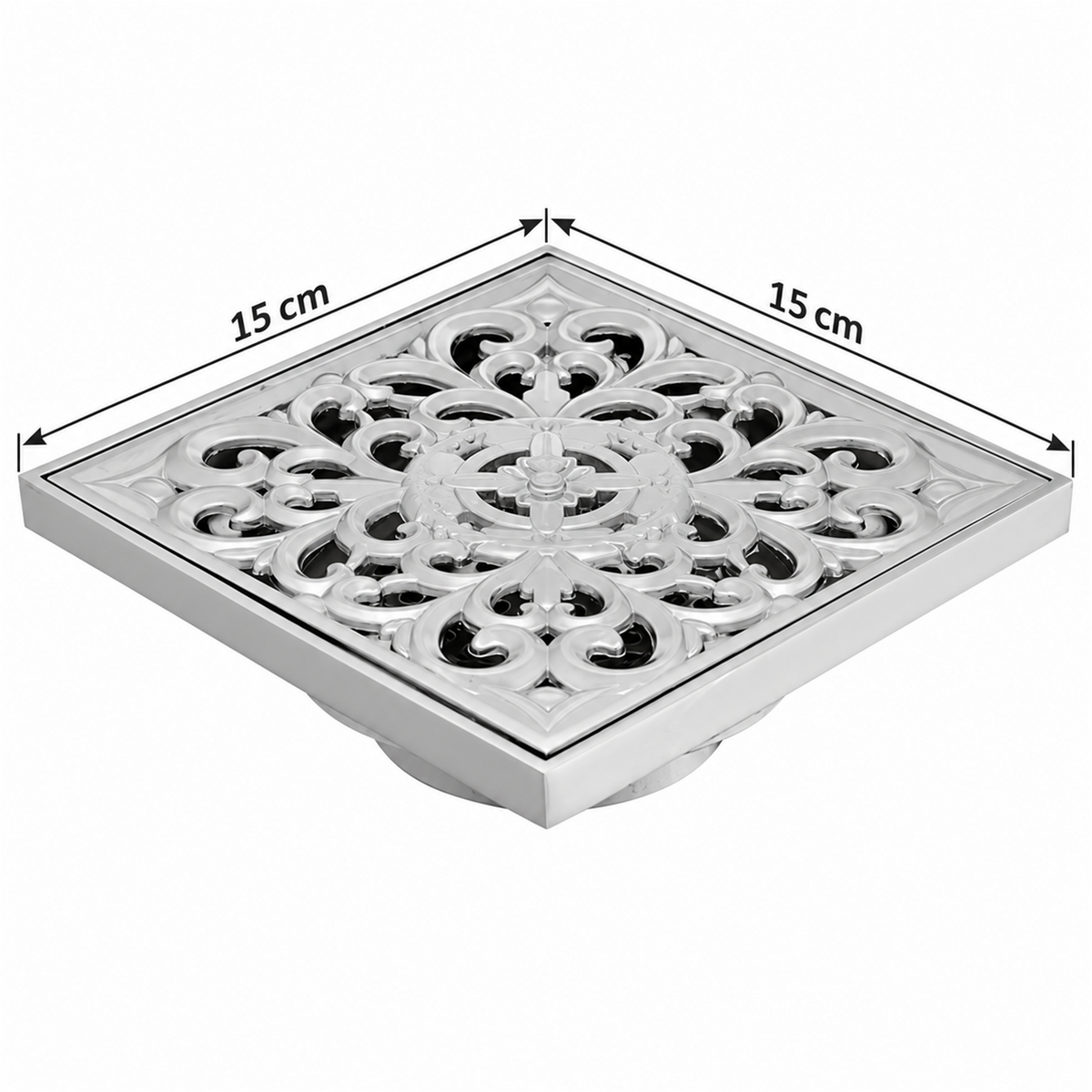Rejilla De Piso Trinity Cromada De 15 cm - Medidas del producto