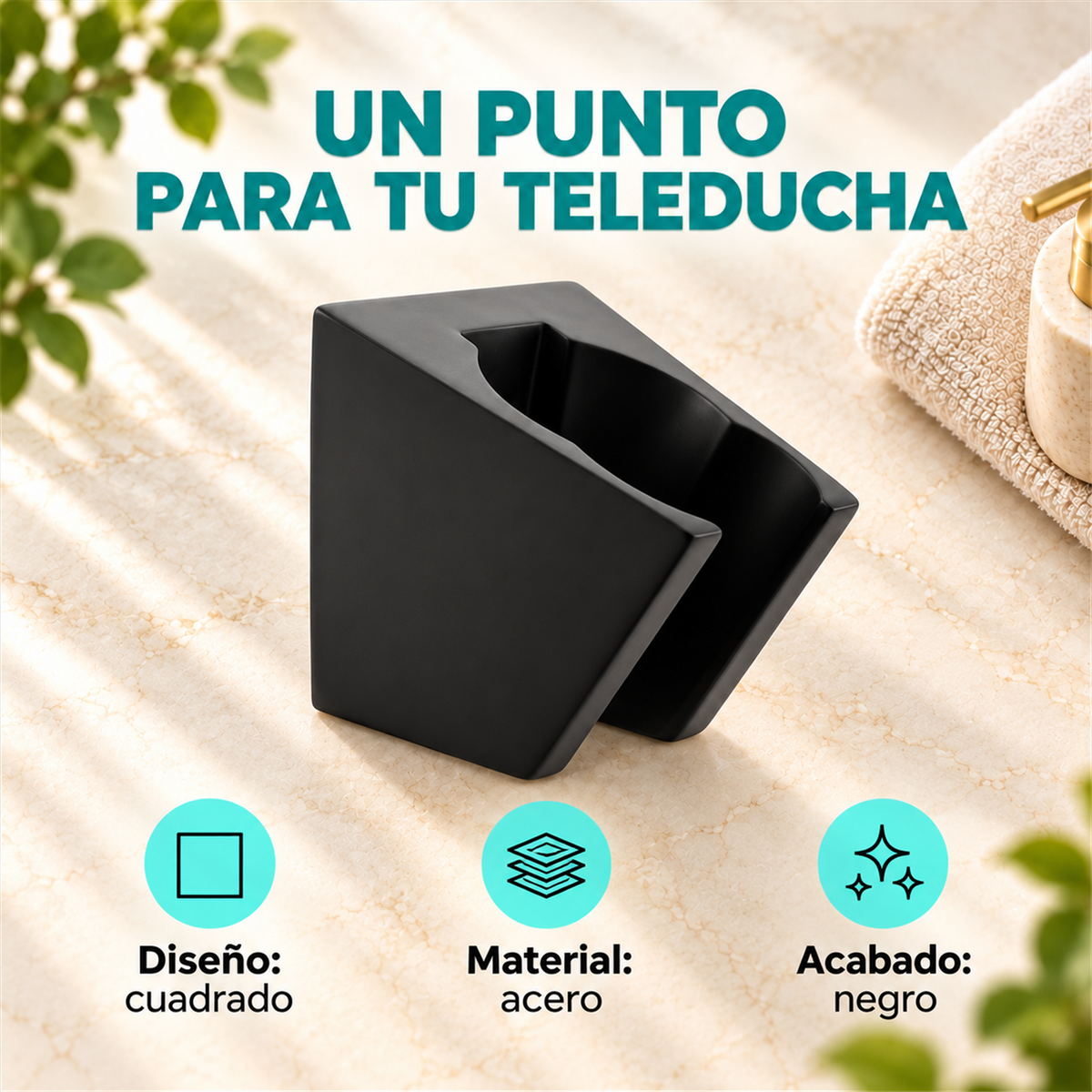 Soporte De Teleducha Cuadrado En Acero Negro - Características del producto