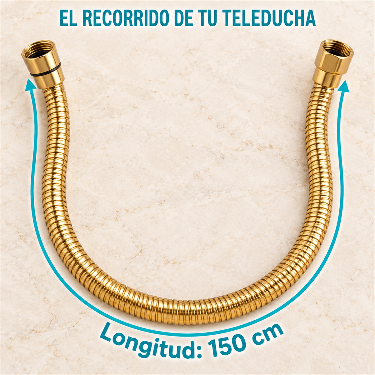 Manguera Para Teleducha De 150 cm Dorada - Medidas del producto