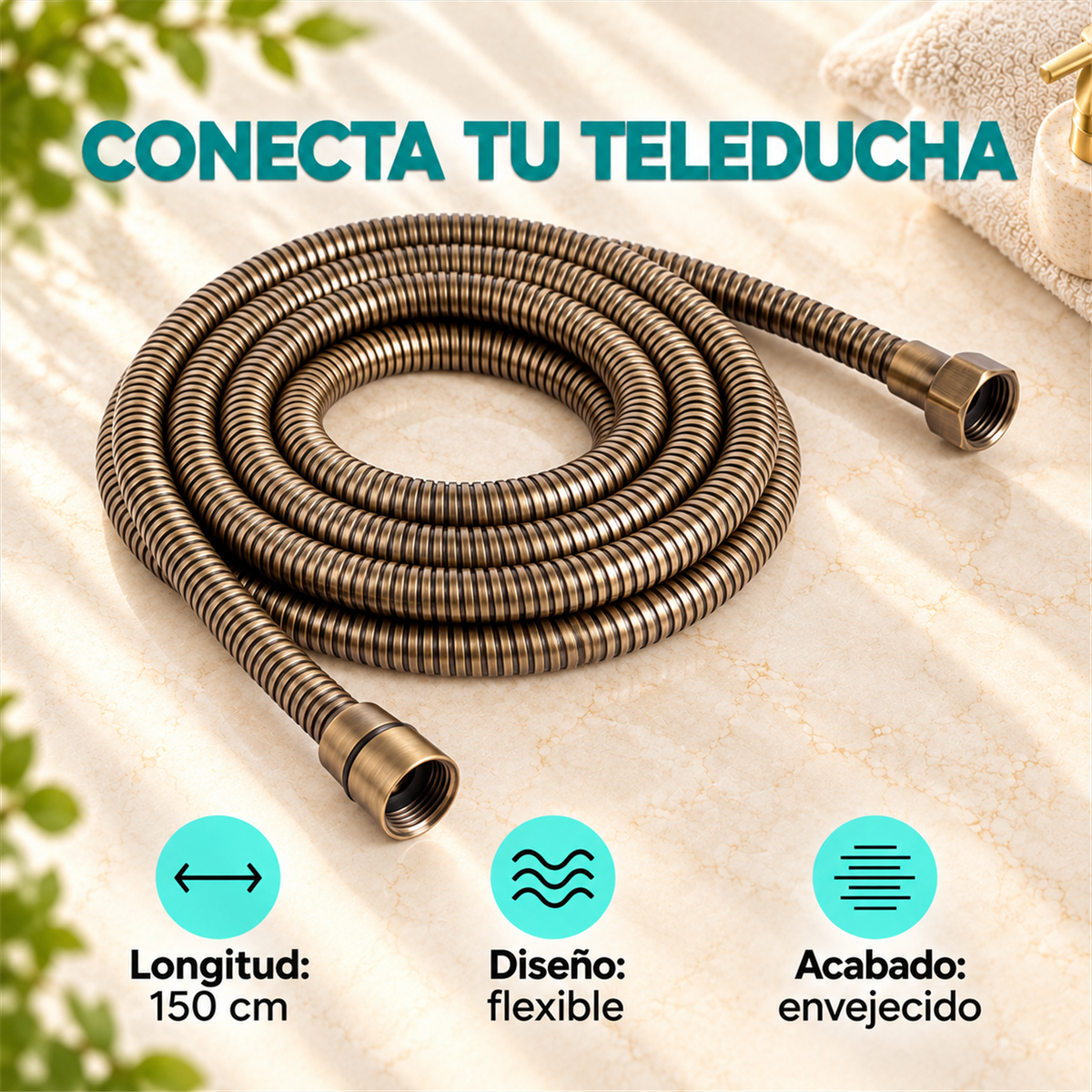 Manguera Para Teleducha De 150 cm Envejecida - Características del producto