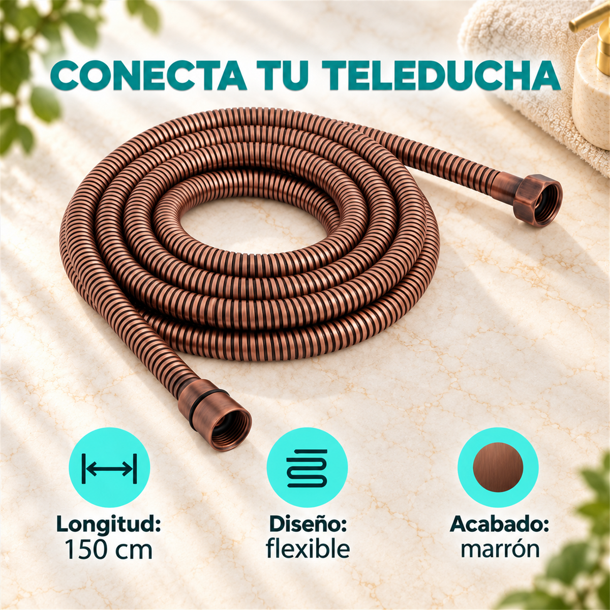 Manguera Para Teleducha De 150 cm Marrón - Características del producto