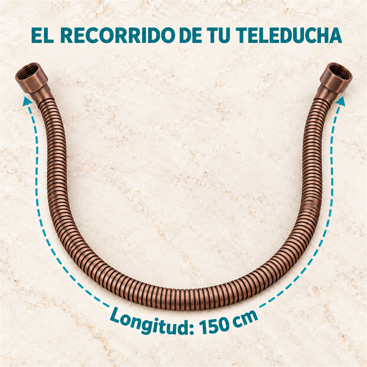 Manguera Para Teleducha De 150 cm Marrón - Medidas del producto