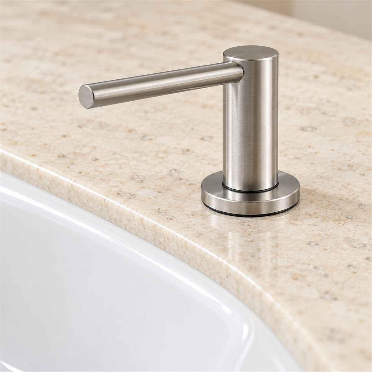 Dispensador De Jabón De Mesa Antivandálico Satinado - Vista cercana del producto