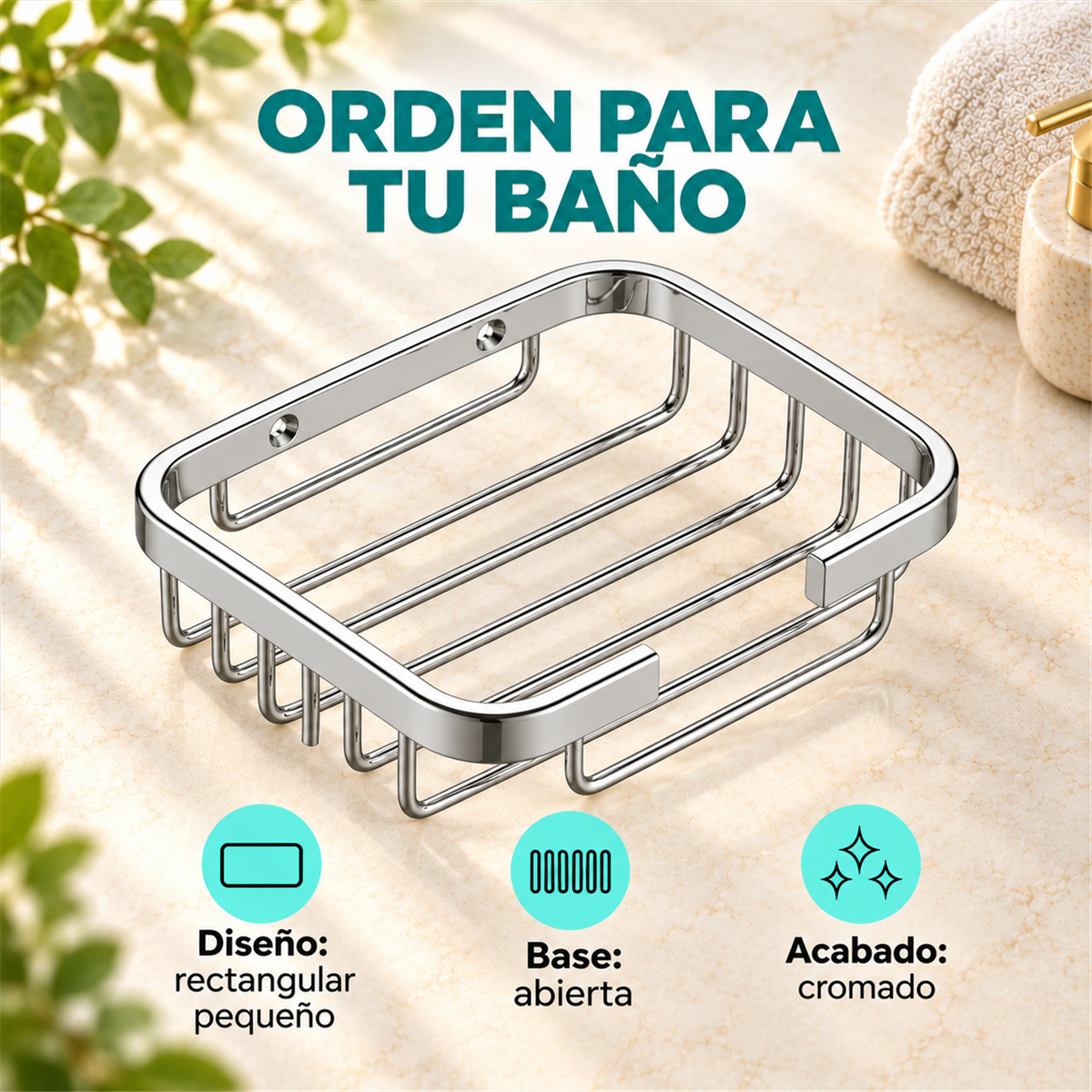 Jabonera Canastilla Pequeña Cromada - Características del producto