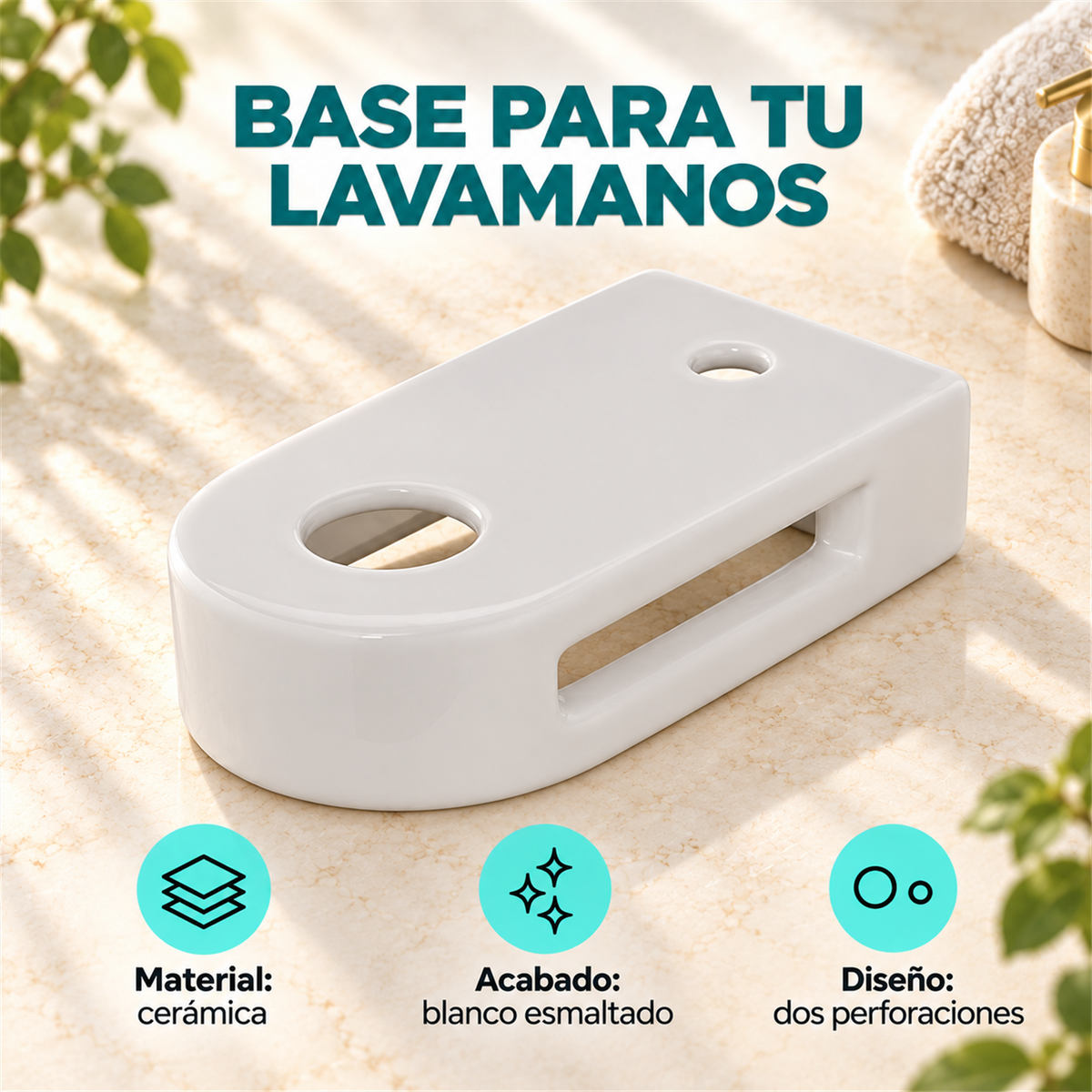 Base De Lavamanos En Cerámica Blanca - Características del producto