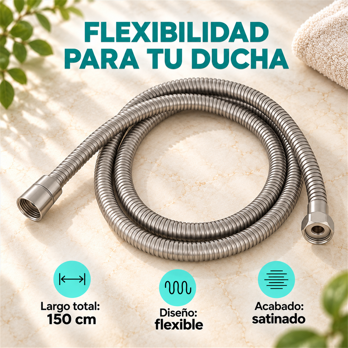 Manguera Para Teleducha Satinada Eko 150 cm - Características del producto