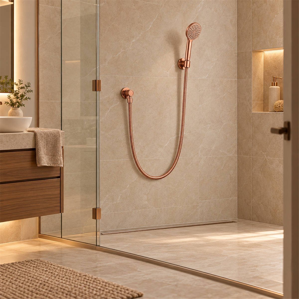 Manguera Para Teleducha Oro Rosa 150 cm - Ambientación amplia con escala natural
