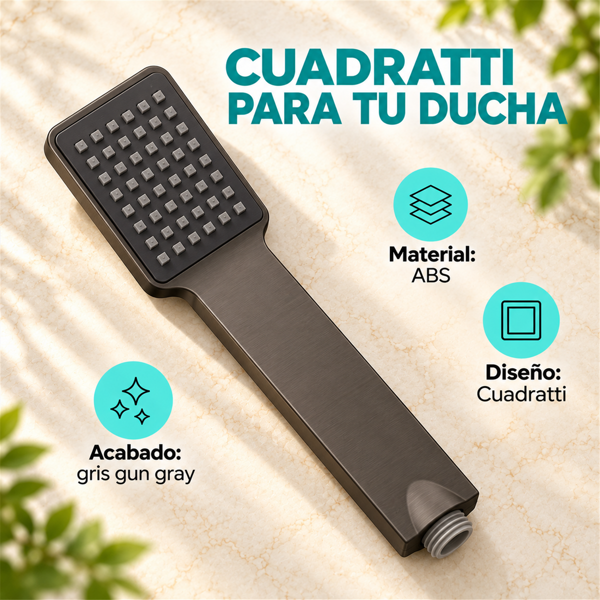 Teleducha Cuadratti Gris Gun Gray En ABS - Características del producto