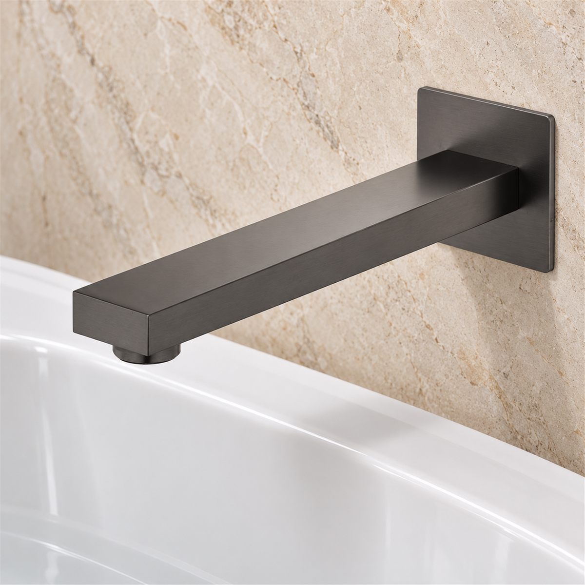 Pico De Pared Cuadrado Para Lavamanos O Tina Gris Gun Gray - Vista cercana del producto
