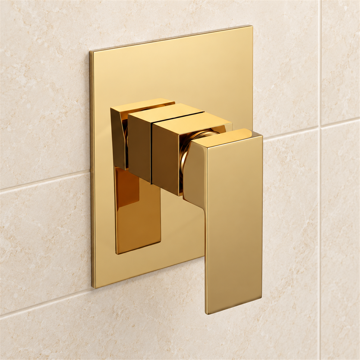 Monocontrol De Ducha Cuadrado Dorado - Vista cercana del producto