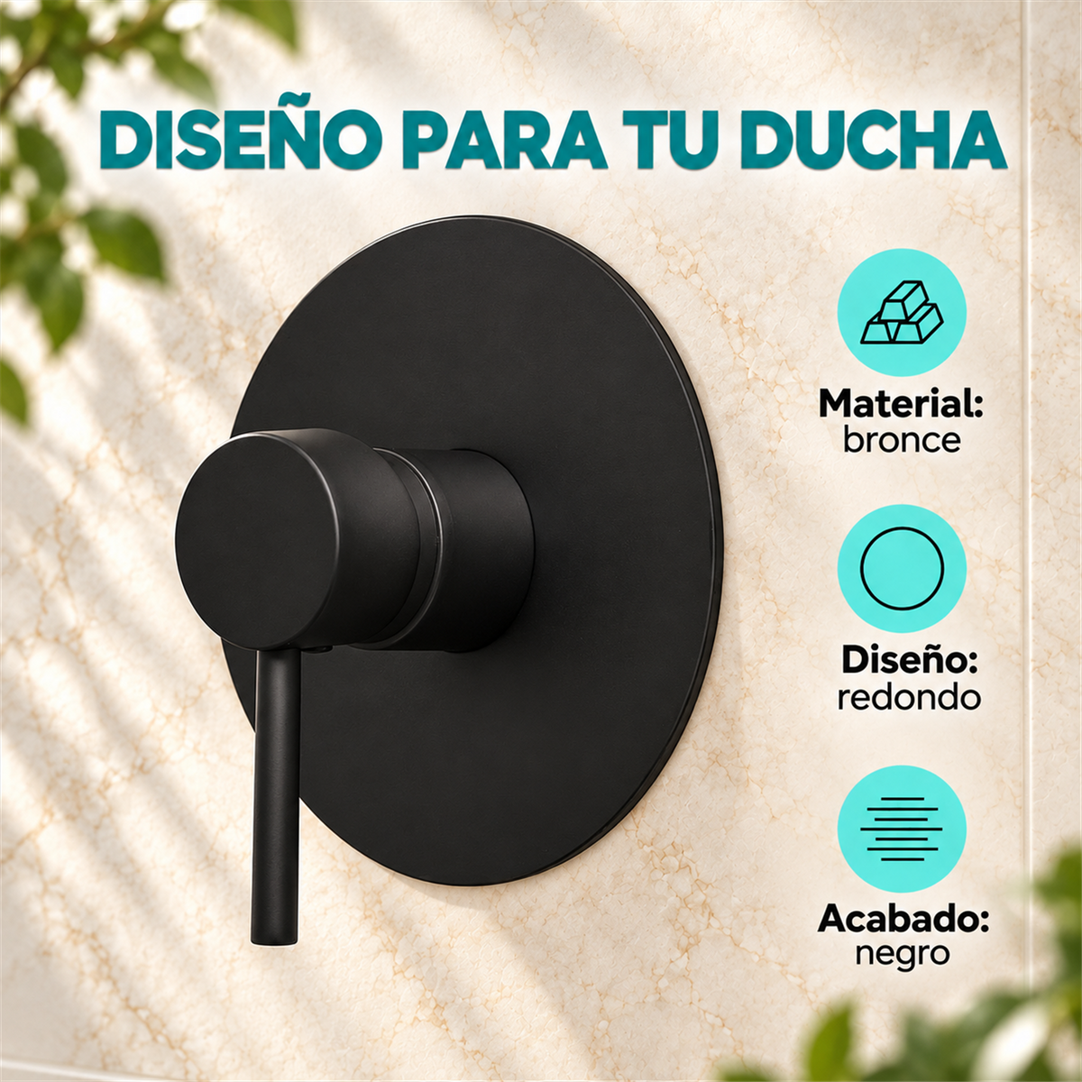 Monocontrol De Ducha Redondo Negro En Bronce - Características del producto