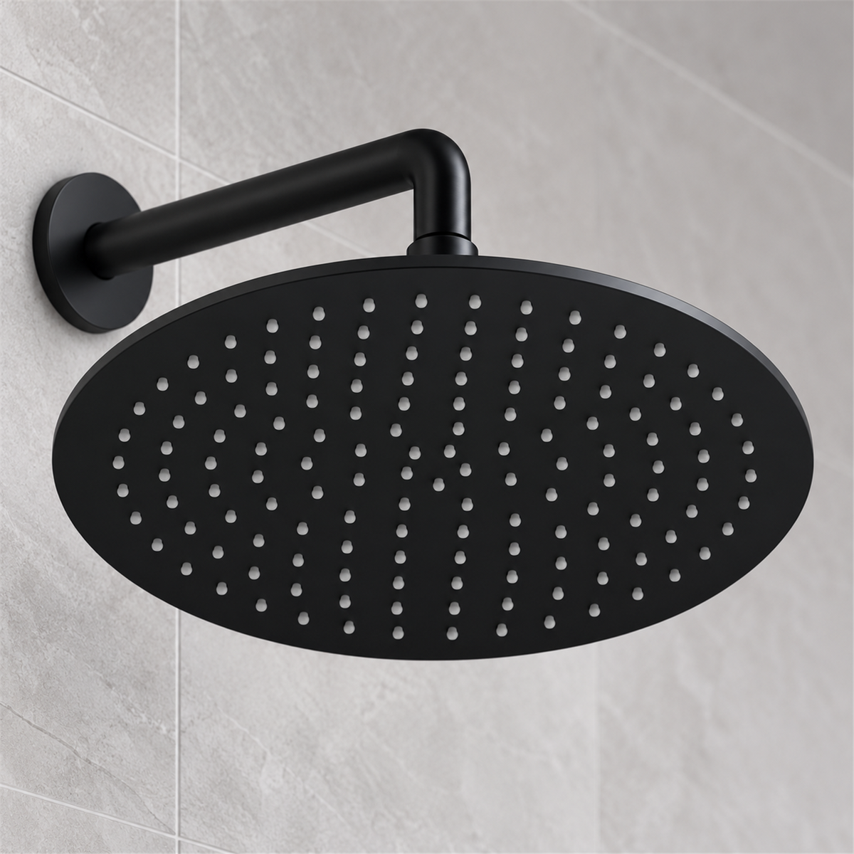 Regadera Redonda Negra En Acero Inoxidable 304 12 Pulgadas - Vista cercana del producto