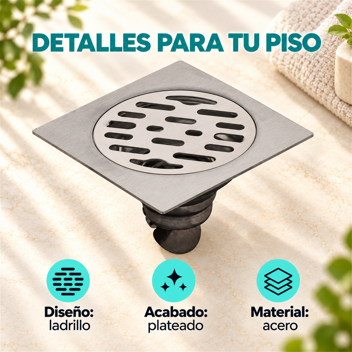 Rejilla De Piso Cuadrada Tipo Ladrillo En Acero 10 cm - Características del producto
