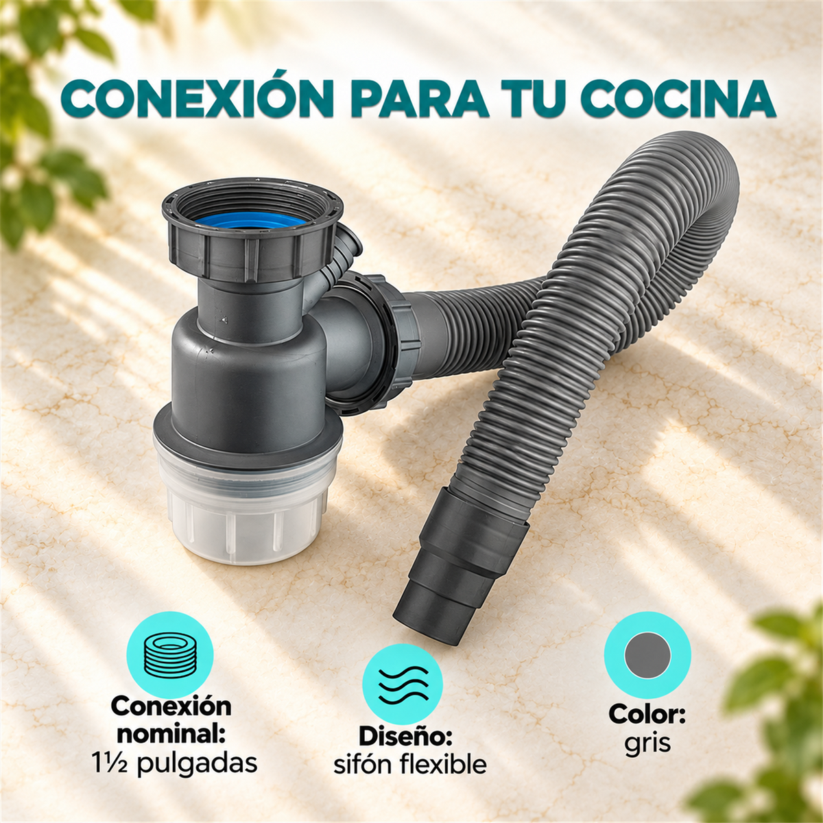 Sifón Flexible Sencillo Para Lavaplatos Conexión Nominal 1½ Pulgadas - Características del producto