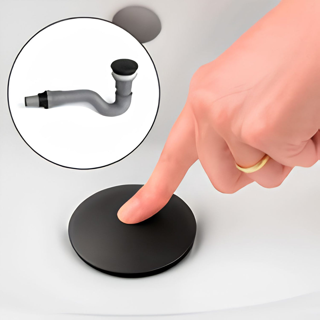 Kit Lavamanos Rectangular Negro 48x37x13 cm + Grifería Alta Lincon Negra + Sifón Integrado con Push Negro – Combo Vessel Completo para Baño