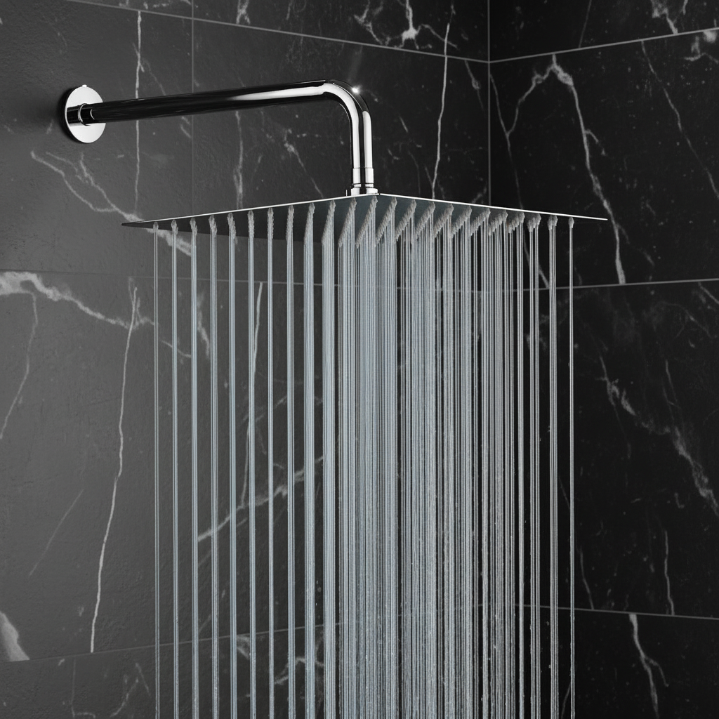 Ducha Regadera Metálica Cuadrada 20 Cms-cromo Incluye Tubo