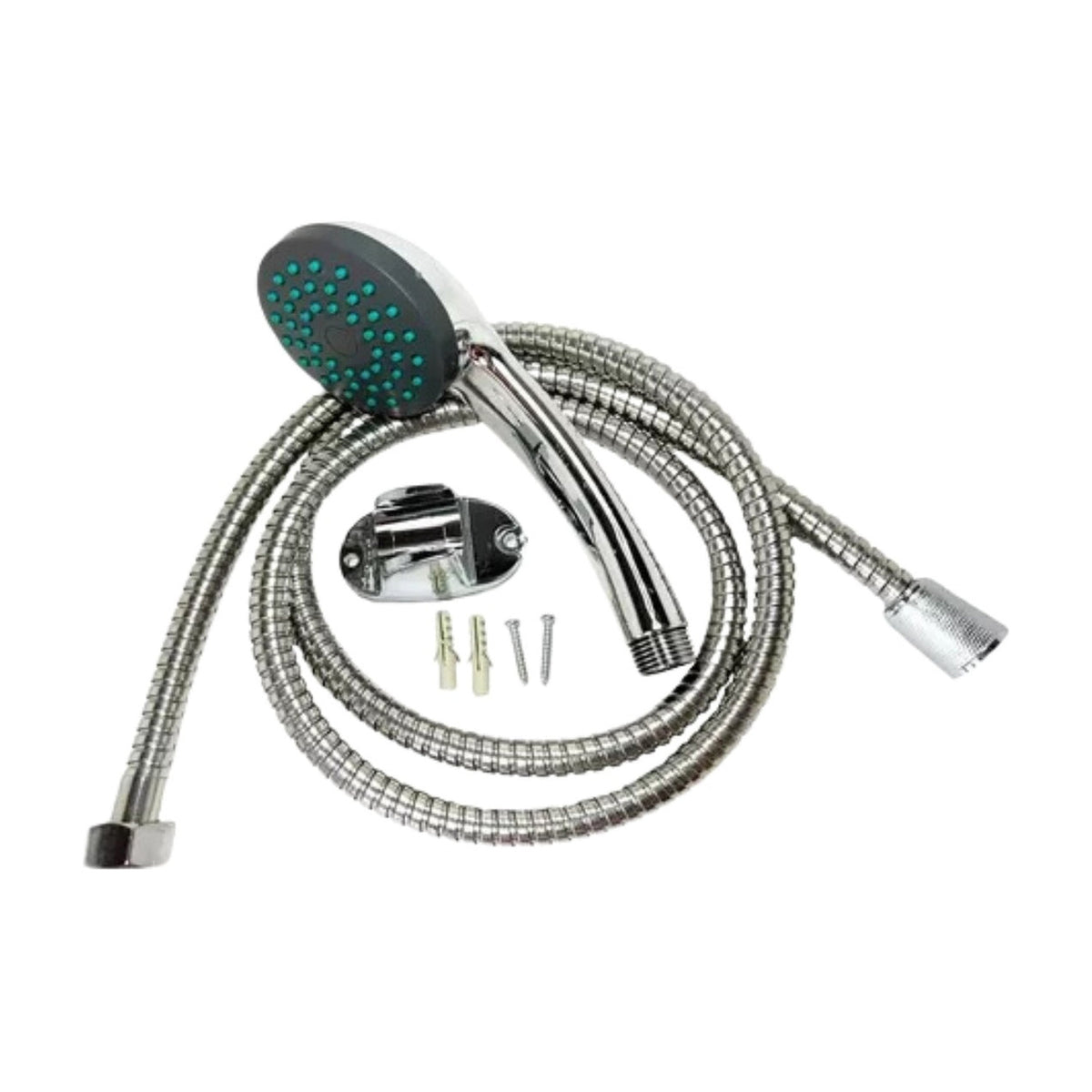 Teleducha manual cromada con manguera, soporte y fijaciones