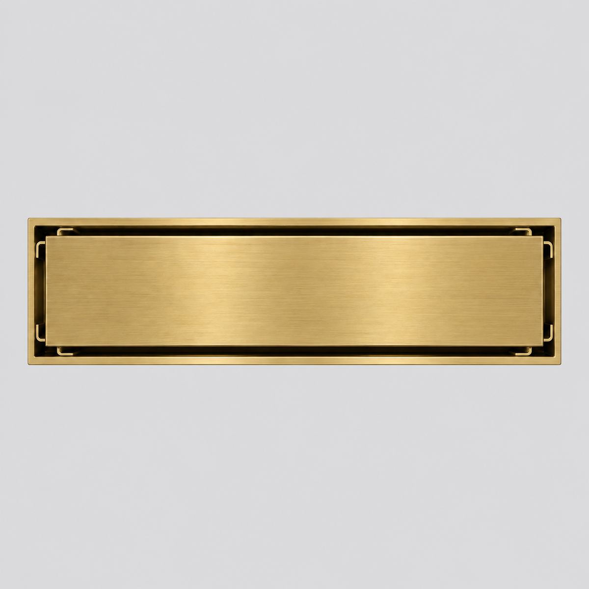 Rejilla Lineal Invisible Oro Cepillado Para Piso 30 X 10 Cm vista de producto limpia y proporcional