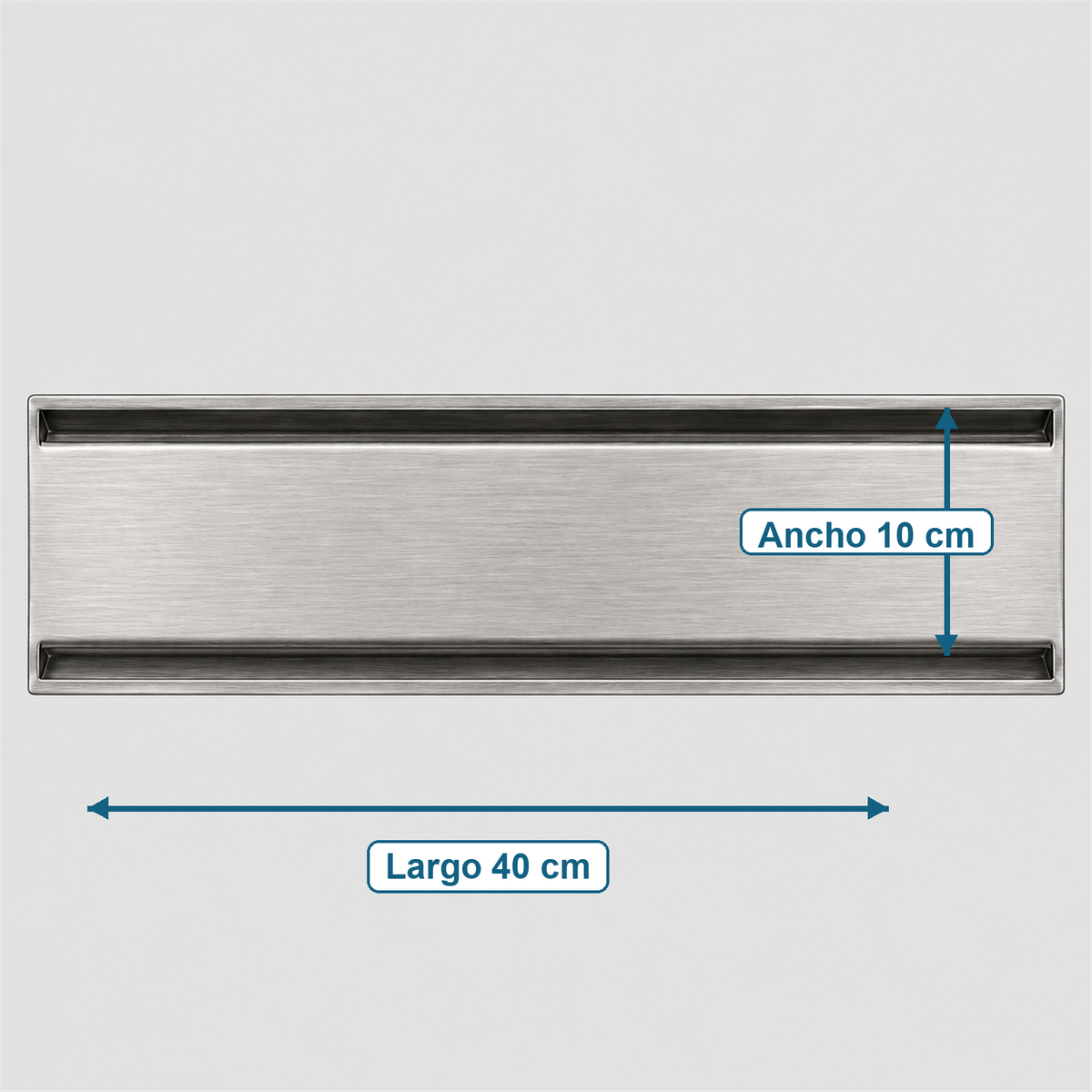 Medidas de rejilla invisible Acero inoxidable satinado 40 x 10 cm