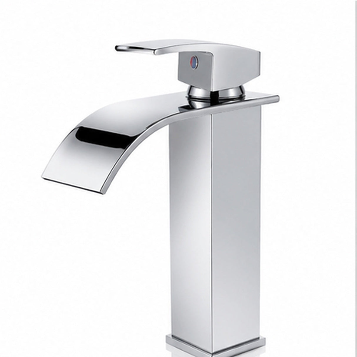 Grifería monocontrol baja tipo cascada cromada SKU 210 vista de producto