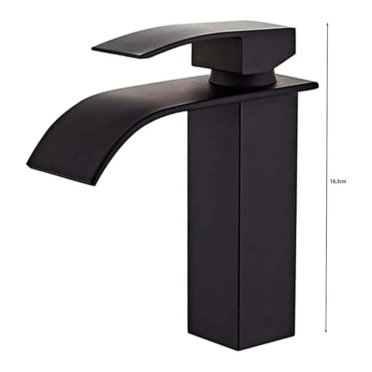 Grifería monocontrol cascada negro mate SKU 210B altura 18,3 cm