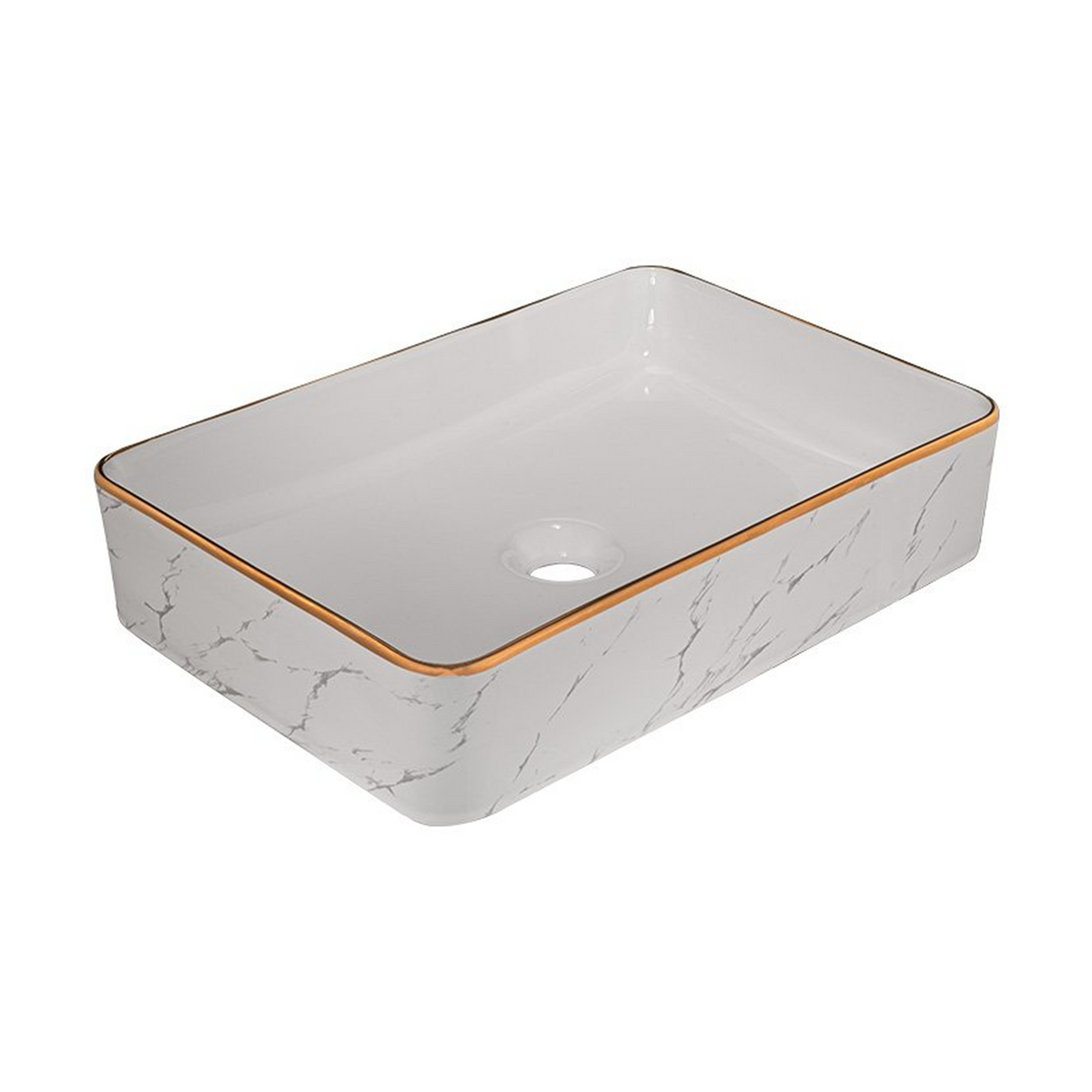 Lavamanos Cubik Calacata White + Gold 50 × 34 cm: fotografía del producto